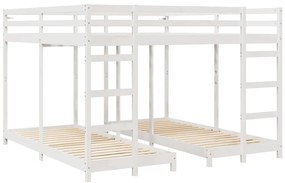 vidaXL Σκελετός Κουκέτας Τριών Επιπέδων Λευκό 200 x 200 cm