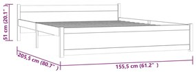 Πλαίσιο Κρεβατιού Λευκό 150 x 200 εκ. Μασίφ Ξύλο King Size - Λευκό