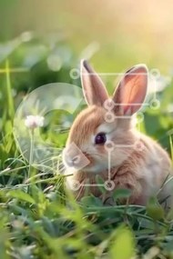 Σετ των 2 Intra Συλλεκτικό Ξύλινο Παζλ Plywood 4mm - Καφέ λαγουδάκι στο γρασίδι με πικραλίδες Σε Ξύλινο Κουτί - Διαστάσεις: 10x10 cm – 25 κομμάτια