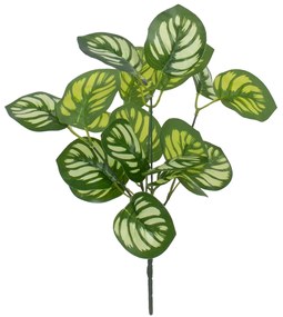 GloboStar® GREEN PEPEROMIA 78286 Τεχνητό Φυτό Πεπερόμια Πράσινη - Μπουκέτο Διακοσμητικών Φυτών - Κλαδιών με Φύλλωμα Πράσινο - Λευκό Υ33cm