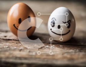 Intra Συλλεκτικό Ξύλινο Παζλ Plywood  4mm - Smiley και Sad Eggs Σε Ξύλινο Κουτί - Διαστάσεις Puzzle: 10x10 cm – 25 κομμάτια