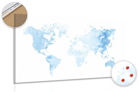 Εικόνα στον παγκόσμιο χάρτη ακουαρέλας από φελλό σε γαλάζιο χρώμα - 90x60  smiley