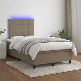 vidaXL Κρεβάτι Boxspring με Στρώμα &amp; LED Taupe 120x190 εκ. Υφασμάτινο