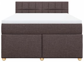 vidaXL Κρεβάτι Boxspring με Στρώμα Σκούρο Καφέ 140x200 εκ Υφασμάτινο