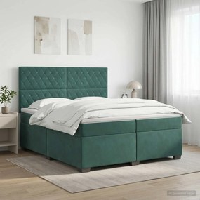 vidaXL Κρεβάτι box spring με στρώμα Σκούρο Πράσινο 200 x 200 cm
