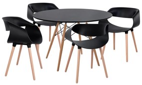 Σετ τραπεζαρίας MAGGIE C21187 5τμχ σε Μαύρο MDF TOP &amp; Καρέκλα Πολυπροπυλενίου 120x120x74 εκ.