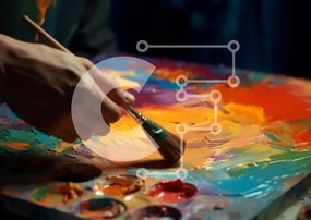 Intra Συλλεκτικό Ξύλινο Παζλ Plywood  4mm - Κοντινό πλάνο ζωγραφικής καλλιτέχνη Σε Ξύλινο Κουτί - Διαστάσεις Puzzle: 10x10 cm – 25 κομμάτια