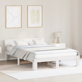 vidaXL Κρεβάτι με Σκευοθήκη Λευκό 160x200 εκ Συμπαγές Ξύλο Πεύκου