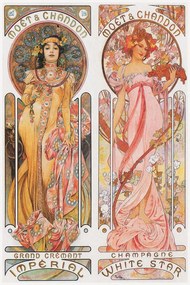 Αναπαραγωγή Moët & Chandon Champagne (Beautiful Pair of Art Nouveau Lady, Advertisement) - Alfons / Alphonse Mucha