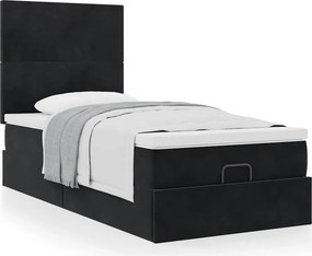 vidaXL Οθωμανικό κρεβάτι με στρώματα Μαύρο 80x200cm Velvet