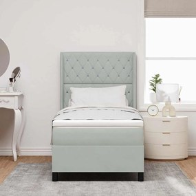 vidaXL Κρεβάτι με Στρώμα Light Grey 90x200 cm Βελούδο
