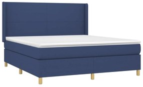 Κρεβάτι Boxspring με Στρώμα Μπλε 160x200 εκ. Υφασμάτινο - Μπλε