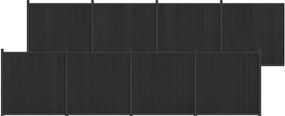 vidaXL Πάνελ Φράχτη 8 τμχ. 1405 x 186,5 εκ. WPC και Αλουμίνιο Μαύρο