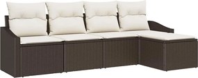 vidaXL Σετ Καναπέ με μαξιλάρι 5 pcs Καφέ συνθετικό ρατάν