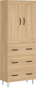 vidaXL Ντουλάπι Sonoma δρυς 69,5 x 34 x 180 εκ. από Επεξεργασμένο Ξύλο