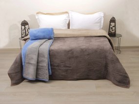 Κουβέρτα Δίχρωμη Polycotton Μονή 160x220 Καστανό/Μπεζ Viopros