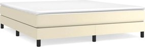 vidaXL Κρεβάτι Boxspring με Στρώμα Κρεμ 160x200εκ. από Συνθετικό Δέρμα