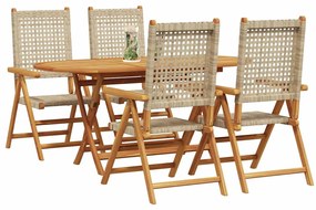 vidaXL Σέτ φαγητού για κήπο 5 pcs Μπεζ Στερεό Ξύλο Ακακίας