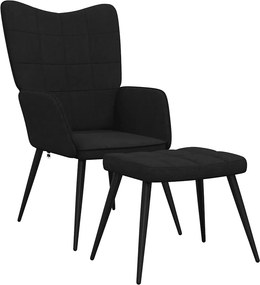 vidaXL Πολυθρόνα Relax Μαύρη Υφασμάτινη με Σκαμπό