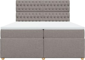 vidaXL Κρεβάτι Boxspring με Στρώμα Taupe 200x200 εκ. Υφασμάτινο