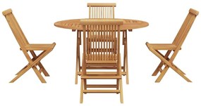 vidaXL Σέτ φαγητού για κήπο 5 pcs Καφέ Στερεό Ξύλο Τίκ