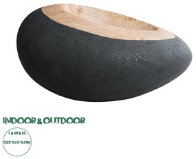 20746 GloboStar®  Artificial Garden RAVELLO 20746 Επιδαπέδιο Πολυεστερικό Τσιμεντένιο Κασπώ Γλάστρα - Flower Pot Μαύρο με Καφέ Μ82 x Π62 x Υ45cm