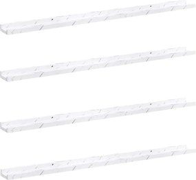 vidaXL Ράφι Τοίχου Επιτοίχιο 4 pcs Λευκό Μάρμαρο 115 x 9 x 3 cm
