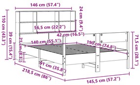 ΚΡΕΒΑΤΙ ΒΙΒΛΙΟΘΗΚΗ ΧΩΡΙΣ ΣΤΡΩΜΑ 140X190 ΕΚ ΜΑΣΙΦ ΞΥΛΟ ΠΕΥΚΟΥ 3322999