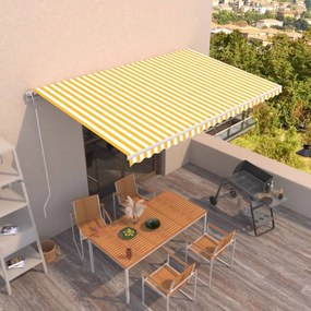 vidaXL Ηλεκτρική Αυλή 5 x 3 m Κίτρινο και λευκό ριγέ 100% Πολυεστέρας