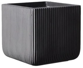 Γλάστρα Πήλινη Τετράγωνη Stripe Γκρι XL 44x44x38 εκ. D-9940-8 Supergreens-D-9940-8-Γκρι D-9940-8