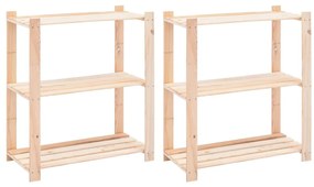 vidaXL Ραφιέρες 3 Επιπέδων 2 τεμ 150 κ. 80x38x90 εκ. Μασίφ Ξύλο Πεύκου