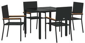 vidaXL Σετ κήπου  5 τεμαχίων σε μαύρο πολυραττάν