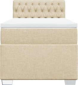 vidaXL Κρεβάτι Boxspring με Στρώμα Κρεμ 80 x 200 εκ. Υφασμάτινο