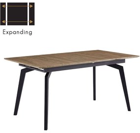 Τραπέζι Επεκτεινόμενο Novel 02-0523 160/200x90x76cm Walnut-Black Melamine, Metal