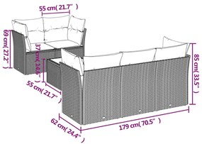 vidaXL Σαλόνι Κήπου 6 Τεμαχίων από Γκρι Συνθετικό Ρατάν με Μαξιλάρια