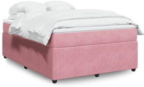 vidaXL Κρεβάτι Boxspring με Στρώμα Ροζ 140x200 εκ. Βελούδινο