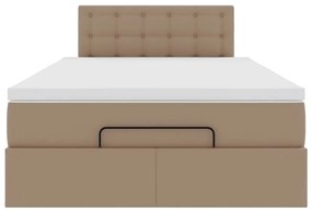 VidaXL Οθωμανικό κρεβάτι με στρώματα & LEDs Cappuccino Faux Leather