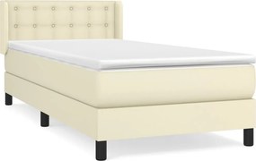 vidaXL Κρεβάτι Boxspring με Στρώμα Κρεμ 100x200εκ. από Συνθετικό Δέρμα