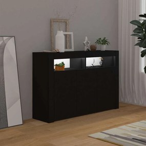 vidaXL Μπουφές με LED Μαύρος 115,5x30x75 εκ.