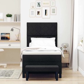 vidaXL Κρεβάτι με ελατήρια με στρώμα Μαύρο 100 x 200 cm ύφασμα