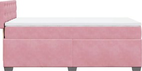 vidaXL Κρεβάτι Boxspring με Στρώμα Ροζ 90x190 εκ. Βελούδινο