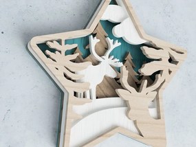 Σετ των 3 Intra απο ξύλο plywood 3mm-4mm πάχος Χριστουγεννιάτικο στολίδι αστεριών 3D Layered Δίασταση 100x100 cm INTRAFABR-49530735