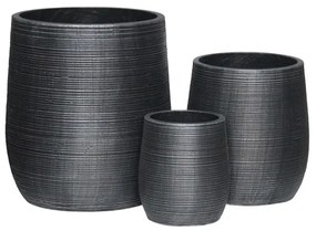 FLOWER POT-16 Set 3 τεμαχίων, Cement Απόχρωση Anthracite  Φ23x26 - Φ33x37 - Φ45x50cm [-Ανθρακί-] [-Artificial Cement (Recyclable)-] Ε6316,S