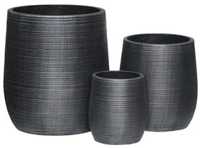 FLOWER POT-16 Set 3 τεμαχίων, Cement Απόχρωση Anthracite  Φ23x26 - Φ33x37 - Φ45x50cm Ε6316,S