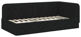 vidaXL Κρεβάτι Γωνίας Μαύρο 90 x 200 cm ύφασμα
