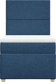 vidaXL Κρεβάτι Boxspring με Στρώμα Μπλε 90x200 εκ.Υφασμάτινο