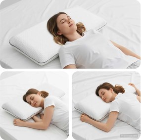 vidaXL Μαξιλάρι Ύπνου Μονόχρωμο Λευκό 80 x 40 x 12 cm Τζελ Αφρός