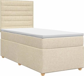 vidaXL Κρεβάτι box spring με στρώμα Κρεμ 90 x 190 cm Ύφασμα