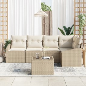 vidaXL Σετ Καναπέ 6 τεμαχίων  με Μαξιλάρες Καφέ Πολυ Ρατάν