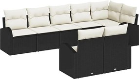 vidaXL Σετ Καναπέ Κήπου 8 pcs Μαύρο και Λευκό συνθετικό ρατάν